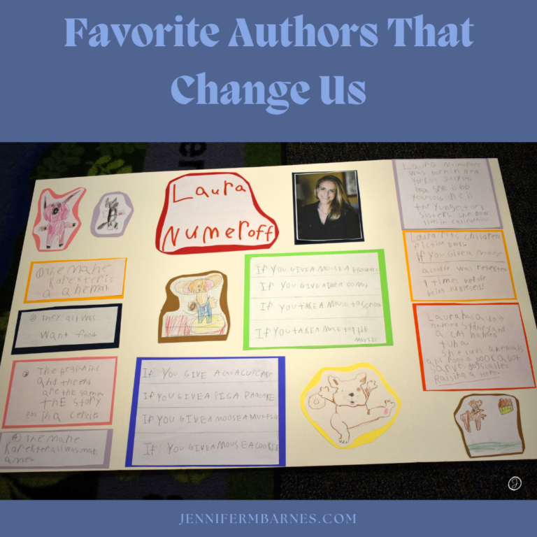 Image showing a child's expert project made out of display board. Handwritten facts surrounded by colored paper, child's drawings, and Laura Numeroff's photo make up the board.