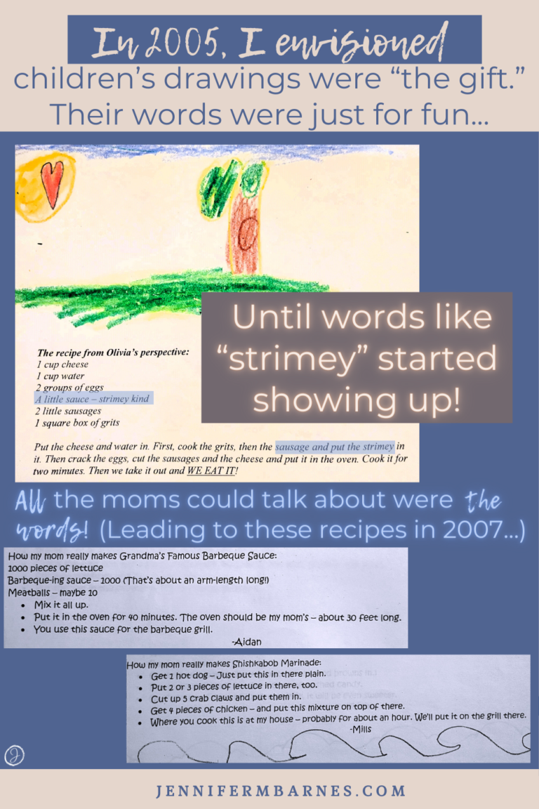 Samples of recipes quoted by children. These funny descriptions of what children thought their moms did became a wonderful gift for mothers each year.