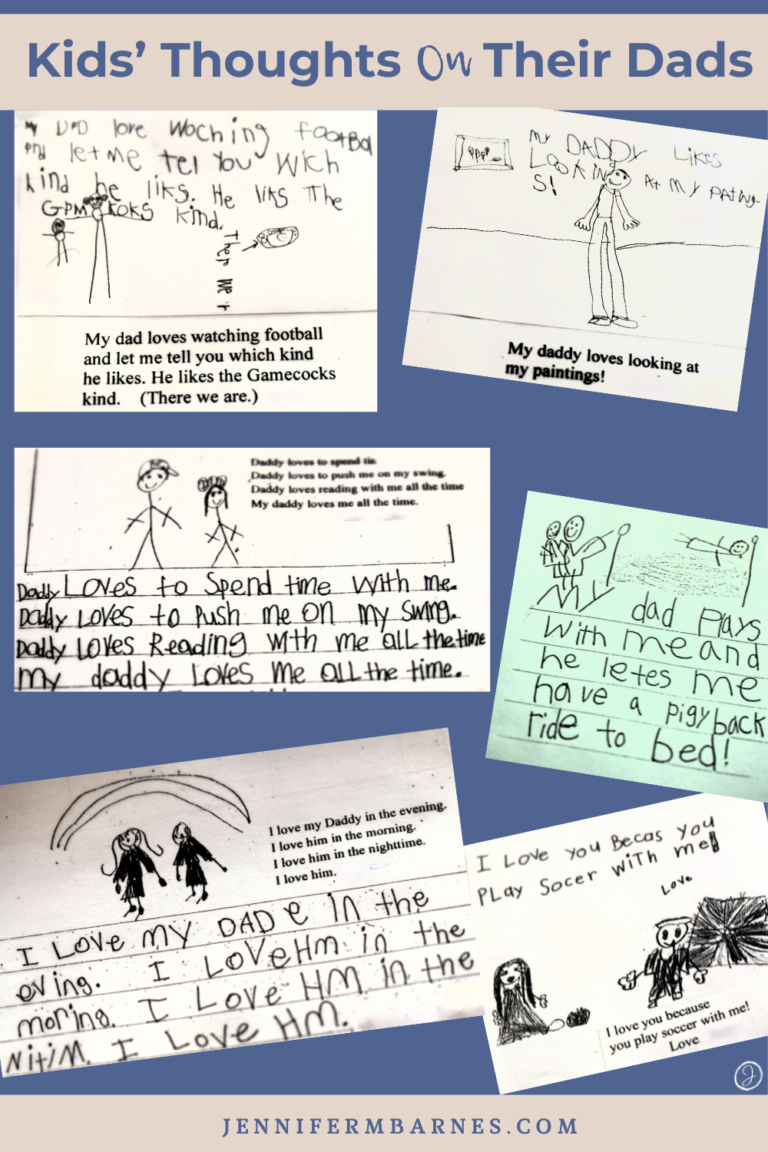 Kindergartners share writings and drawings about how much they love their dad.