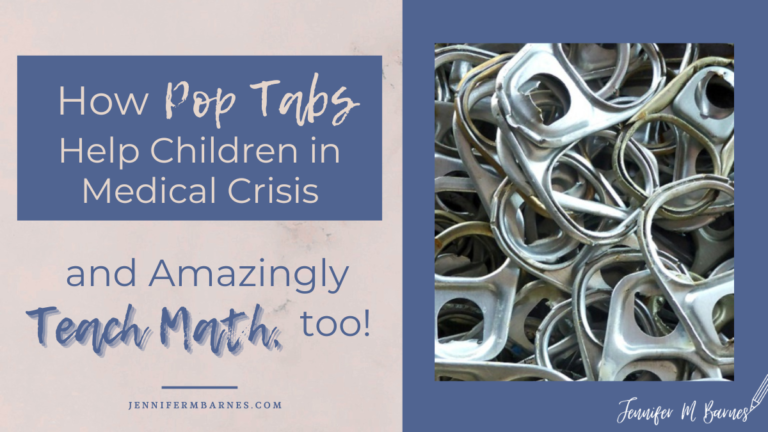 Featured image, "How Pop Tabs Help Children in Medical Crisis - And Amazingly Teach Math, too!" showing a pile of pop tabs