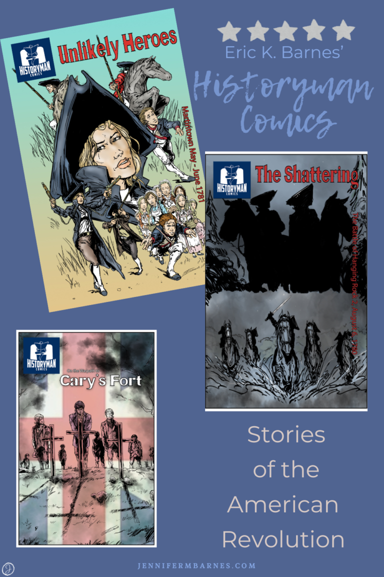 Covers of Historyman Comic books grace this image. "Historyman Comics - Stories of the American Revolution" Five stars!