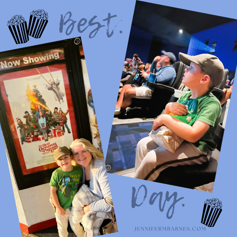 "Best. Day." showcases images of grandson at movie, "The Best Christmas Pageant Ever."