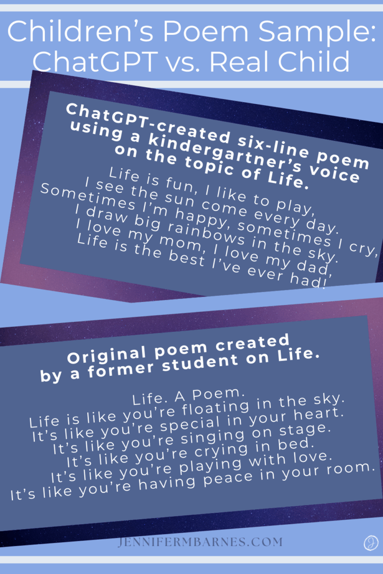 Samples of a Children's Poem created by ChatGPT alongside a poem created by a child