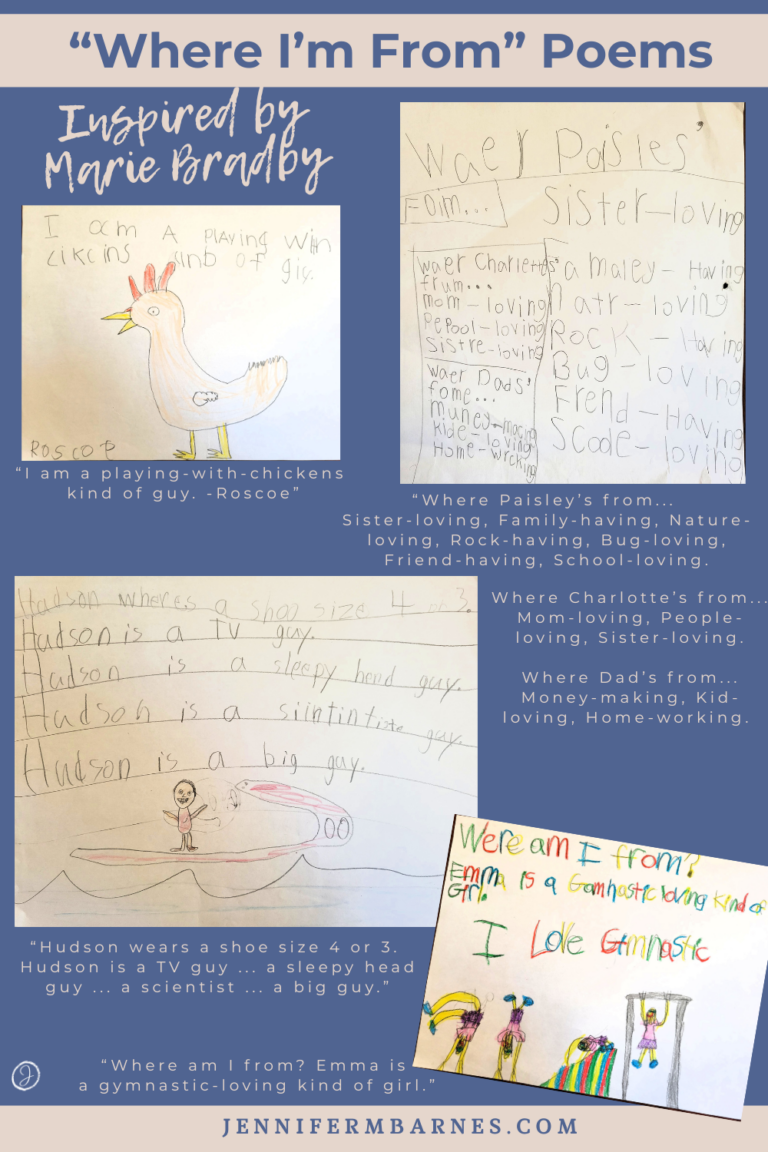 Children's writing samples showing the poems they created in response to Marie Bradby's Classic.