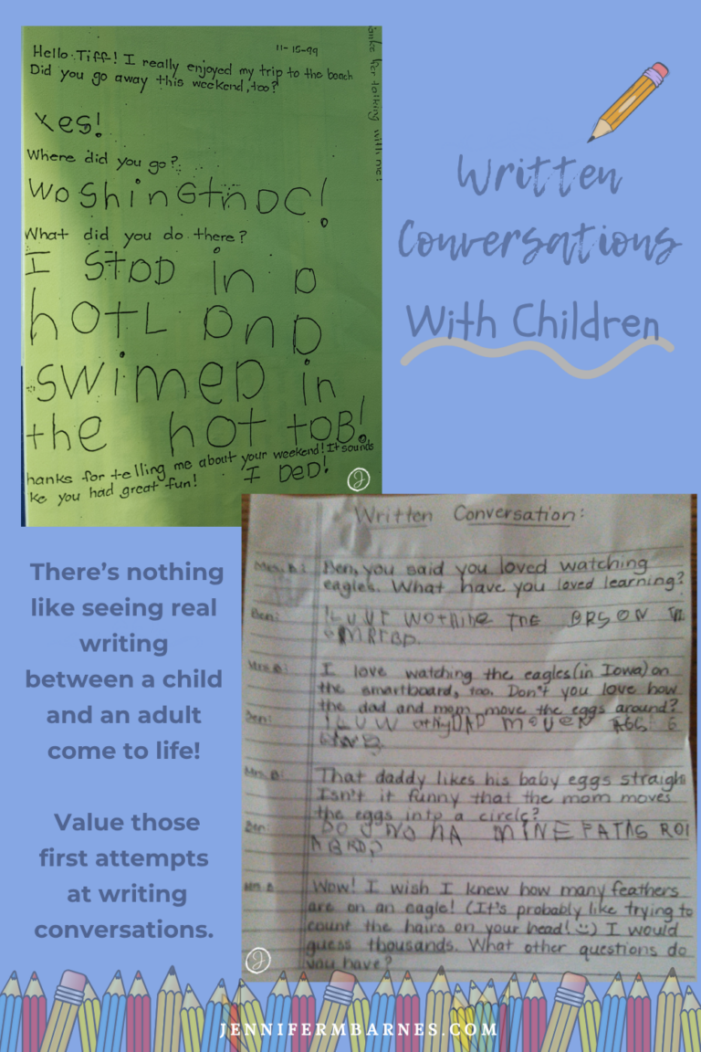 Samples of children's written conversations with adults show how even young children can make sense of words.